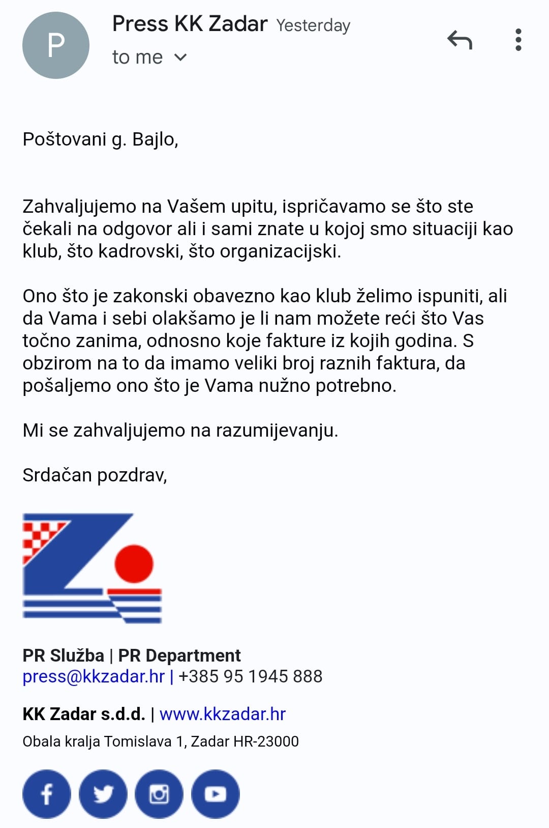 Nepotpisani e-mail Davida Gunjevića